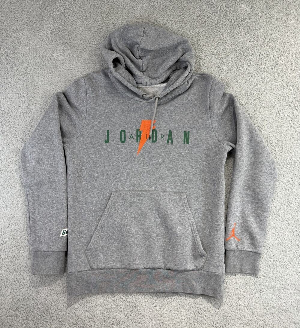 Jordan Mens Sz Medium Gray Gatorade Like Mike Pullover Hoodie